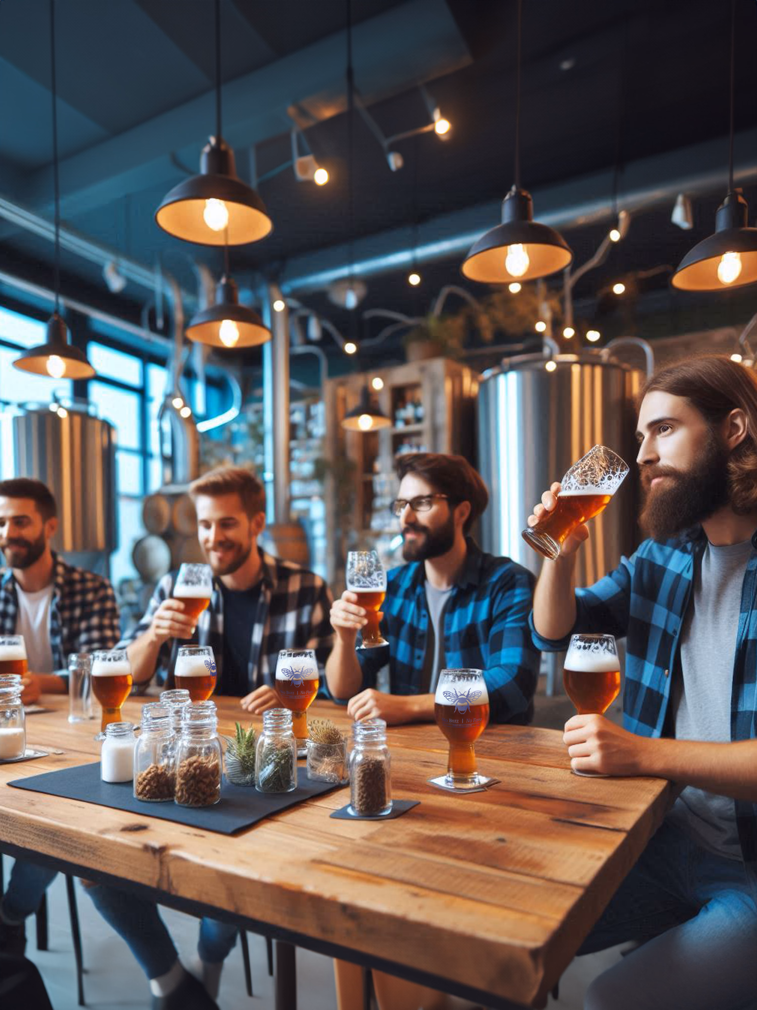 Et billede af en igangværende ølsmagning på Zero Buzz Brew's Microbryggeri 